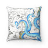 Blue Tentacles Vintage Map Ii Square Pillow 14X14 Home Decor