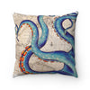 Blue Tentacles Vintage Map Octopus Square Pillow Home Decor