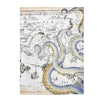 Blue Weathered Tentacles Octopus Vintage Map Art Velveteen Plush Blanket 30 × 40 All Over Prints