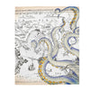 Blue Weathered Tentacles Octopus Vintage Map Art Velveteen Plush Blanket 50 × 60 All Over Prints