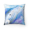 Blue Whale Song Watercolor Art Square Pillow 14X14 Home Decor