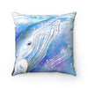 Blue Whale Song Watercolor Art Square Pillow Home Decor