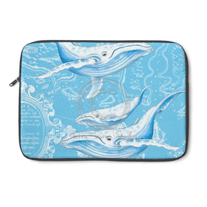 Blue Whales Family Watercolor Vintage Map Laptop Sleeve 13