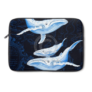 Blue Whales Vintage Map Indigo Laptop Sleeve 13