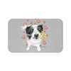 Border Collie Hearts Love Grey Watercolor Bath Mat 34 × 21 Home Decor