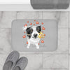 Border Collie Hearts Love Grey Watercolor Bath Mat Home Decor