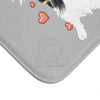 Border Collie Hearts Love Grey Watercolor Bath Mat Home Decor