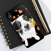 Border Collie Hearts Love Watercolor Black Case Mate Tough Phone Cases