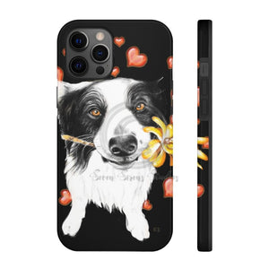 Border Collie Hearts Love Watercolor Black Case Mate Tough Phone Cases Iphone 12 Pro Max