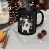 Border Collie Hearts Love Watercolor Black Mug 11Oz Mug