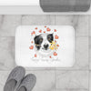 Border Collie Hearts Love White Watercolor Bath Mat Home Decor