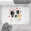 Border Collie Hearts Love White Watercolor Bath Mat Home Decor