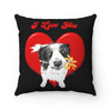 Border Collie Love Watercolor Black Art Square Pillow 14 × Home Decor