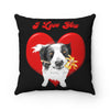 Border Collie Love Watercolor Black Art Square Pillow Home Decor