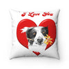 Border Collie Love Watercolor White Art Square Pillow Home Decor