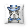 Boston Terrier Dog Detective Watercolor White Art Square Pillow 14 × Home Decor