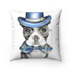 Boston Terrier Dog Detective Watercolor White Art Square Pillow Home Decor