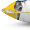 Boston Terrier Dog Detective Watercolor Yellow Art Square Pillow Home Decor