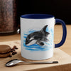 Breaching Baby Orca Watercolor Art Accent Coffee Mug 11Oz