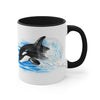 Breaching Baby Orca Watercolor Art Accent Coffee Mug 11Oz