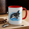 Breaching Baby Orca Watercolor Art Accent Coffee Mug 11Oz