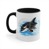 Breaching Baby Orca Watercolor Art Accent Coffee Mug 11Oz