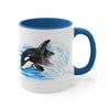 Breaching Baby Orca Watercolor Art Accent Coffee Mug 11Oz