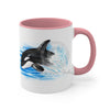 Breaching Baby Orca Watercolor Art Accent Coffee Mug 11Oz