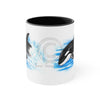 Breaching Baby Orca Watercolor Art Accent Coffee Mug 11Oz Black /