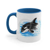 Breaching Baby Orca Watercolor Art Accent Coffee Mug 11Oz Blue /