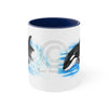 Breaching Baby Orca Watercolor Art Accent Coffee Mug 11Oz Navy /