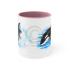 Breaching Baby Orca Watercolor Art Accent Coffee Mug 11Oz Pink /