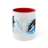 Breaching Baby Orca Watercolor Art Accent Coffee Mug 11Oz Red /