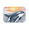 Breaching Orca Killer Whale Sunset Ii Watercolor Art Bath Mat 24 × 17 Home Decor