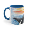 Breaching Orca Killer Whale Sunset Watercolor Art Accent Coffee Mug 11Oz