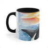 Breaching Orca Killer Whale Sunset Watercolor Art Accent Coffee Mug 11Oz