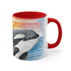 Breaching Orca Killer Whale Sunset Watercolor Art Accent Coffee Mug 11Oz