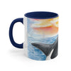 Breaching Orca Killer Whale Sunset Watercolor Art Accent Coffee Mug 11Oz