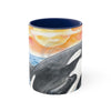 Breaching Orca Killer Whale Sunset Watercolor Art Accent Coffee Mug 11Oz Navy /