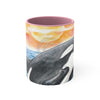 Breaching Orca Killer Whale Sunset Watercolor Art Accent Coffee Mug 11Oz Pink /