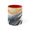Breaching Orca Killer Whale Sunset Watercolor Art Accent Coffee Mug 11Oz Red /