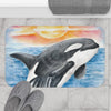 Breaching Orca Killer Whale Sunset Watercolor Art Bath Mat Home Decor