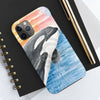 Breaching Orca Killer Whale Sunset Watercolor Art Case Mate Tough Phone Cases