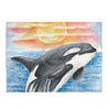 Breaching Orca Killer Whale Sunset Watercolor Art Velveteen Plush Blanket 30 × 40 All Over Prints