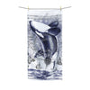 Breaching Orca Whale Ancient Blue Map Polycotton Towel Beach 36X72 Home Decor