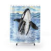 Breaching Orca Whale Watercolor Art Shower Curtain 71X74 Home Decor