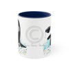 Breaching Orca Whale Waves Ink Art Accent Coffee Mug 11Oz Navy /
