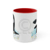 Breaching Orca Whale Waves Ink Art Accent Coffee Mug 11Oz Red /