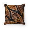 Brown Black Leaves Pattern Square Pillow 14X14 Home Decor
