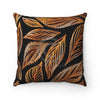 Brown Black Leaves Pattern Square Pillow Home Decor